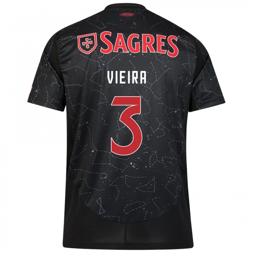 Bambino Maglia Miguel Vieira #3 Nero Rosso Kit Gara Away 2024/25 Maglietta