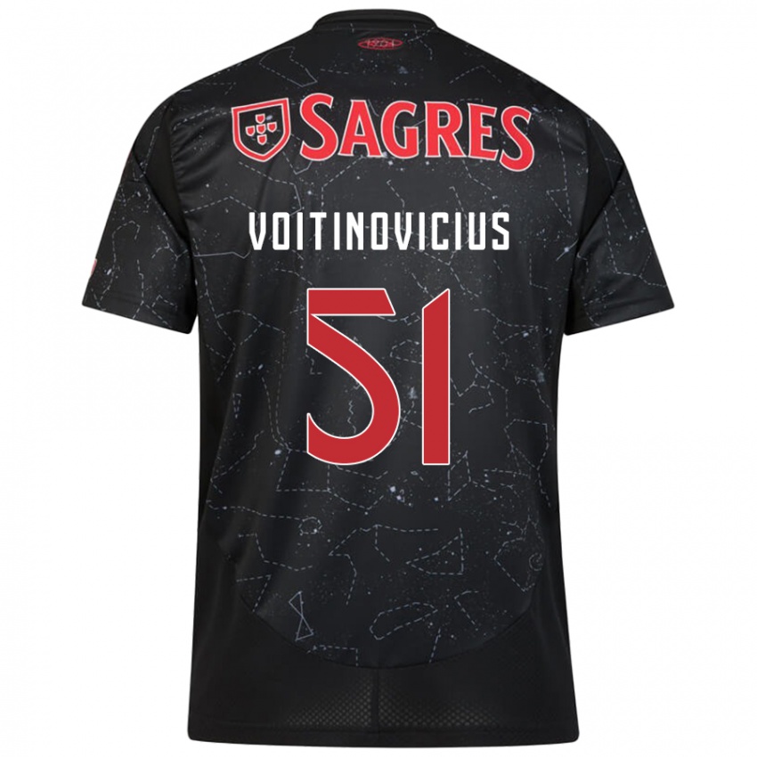 Bambino Maglia Arnas Voitinovicius #51 Nero Rosso Kit Gara Away 2024/25 Maglietta