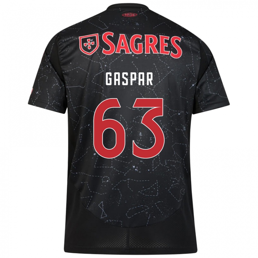 Bambino Maglia Guilherme Gaspar #63 Nero Rosso Kit Gara Away 2024/25 Maglietta