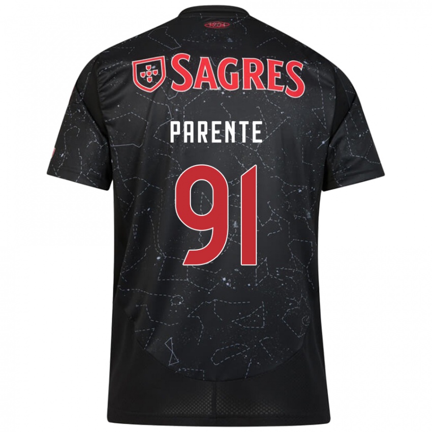 Bambino Maglia Tiago Parente #91 Nero Rosso Kit Gara Away 2024/25 Maglietta