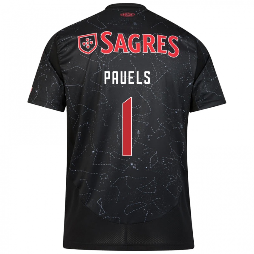 Bambino Maglia Lena Pauels #1 Nero Rosso Kit Gara Away 2024/25 Maglietta