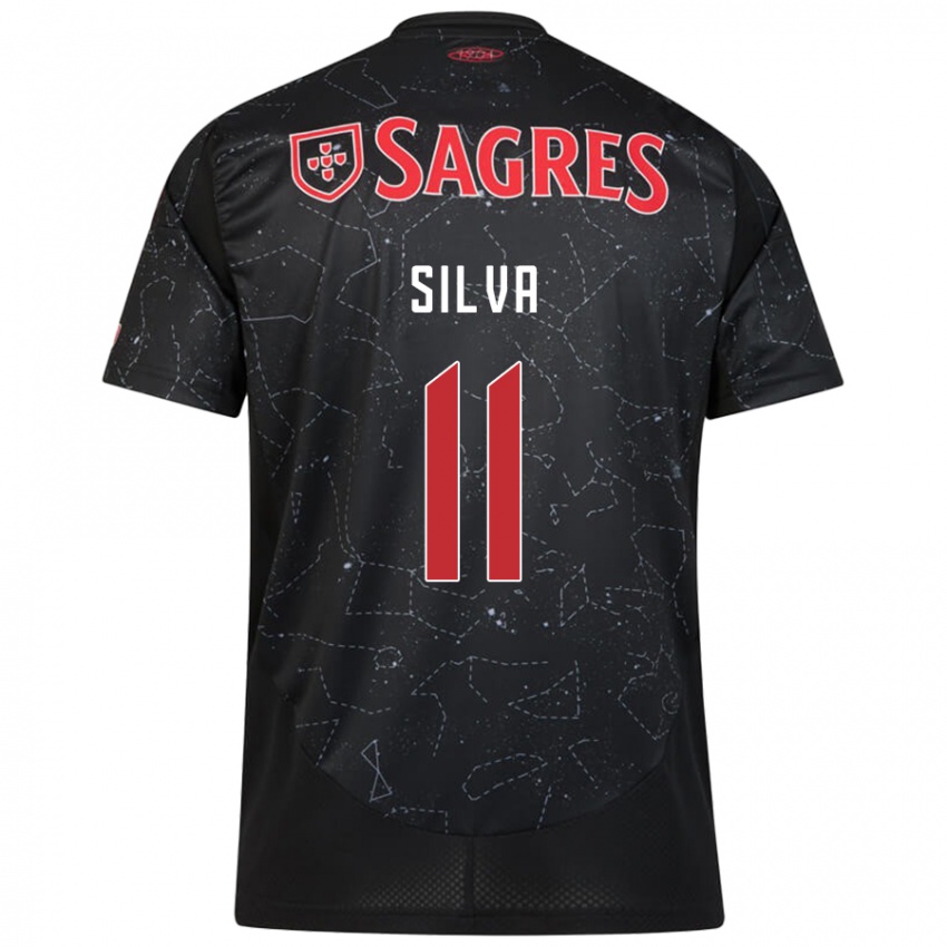 Bambino Maglia Jéssica Silva #11 Nero Rosso Kit Gara Away 2024/25 Maglietta