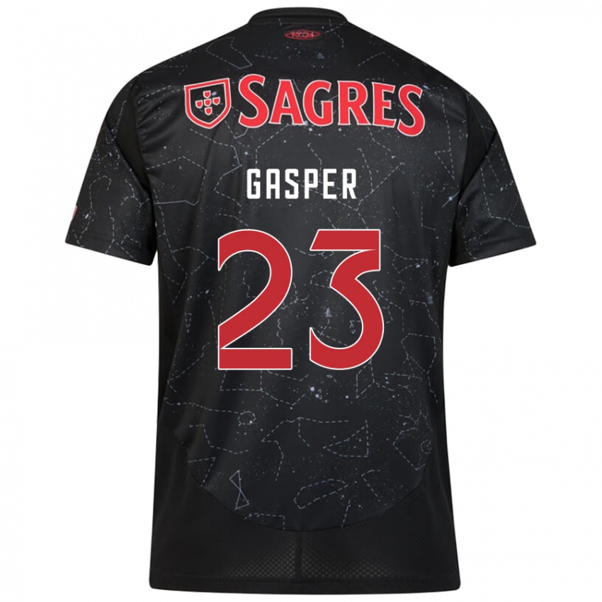 Bambino Maglia Anna Gasper #23 Nero Rosso Kit Gara Away 2024/25 Maglietta