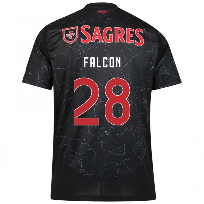 Bambino Maglia Andrea Falcón #28 Nero Rosso Kit Gara Away 2024/25 Maglietta