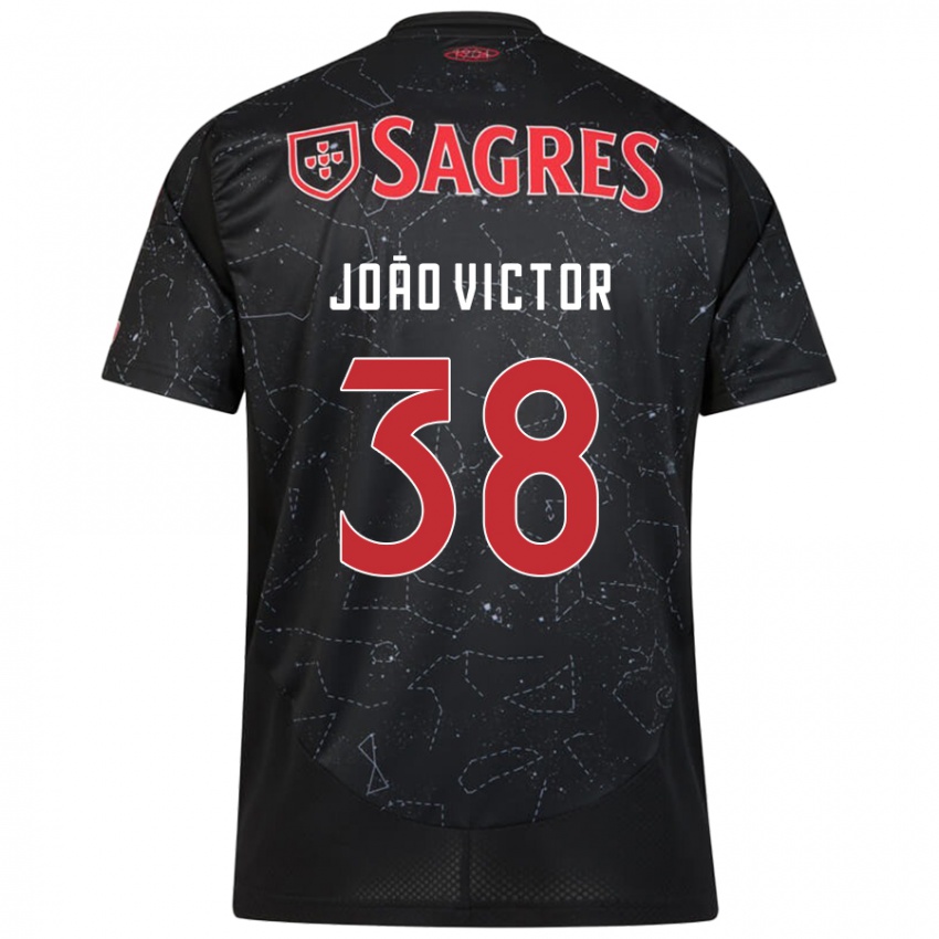 Bambino Maglia Joao Victor #38 Nero Rosso Kit Gara Away 2024/25 Maglietta