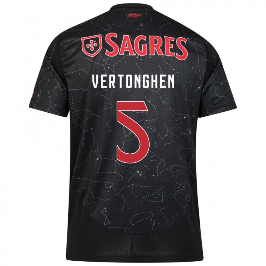 Bambino Maglia Jan Vertonghen #5 Nero Rosso Kit Gara Away 2024/25 Maglietta