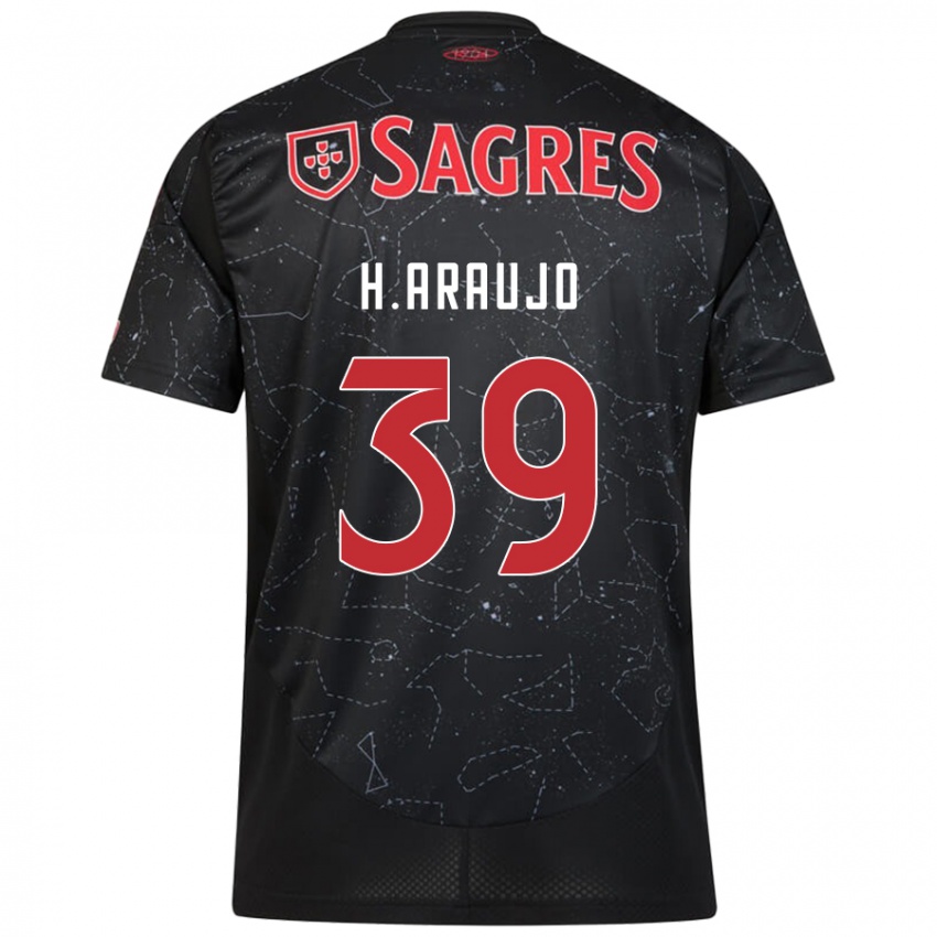 Bambino Maglia Henrique Araujo #39 Nero Rosso Kit Gara Away 2024/25 Maglietta