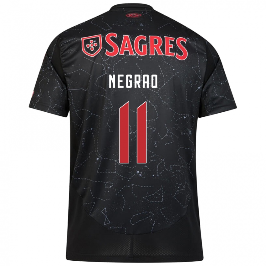 Bambino Maglia Maria Negrao #11 Nero Rosso Kit Gara Away 2024/25 Maglietta