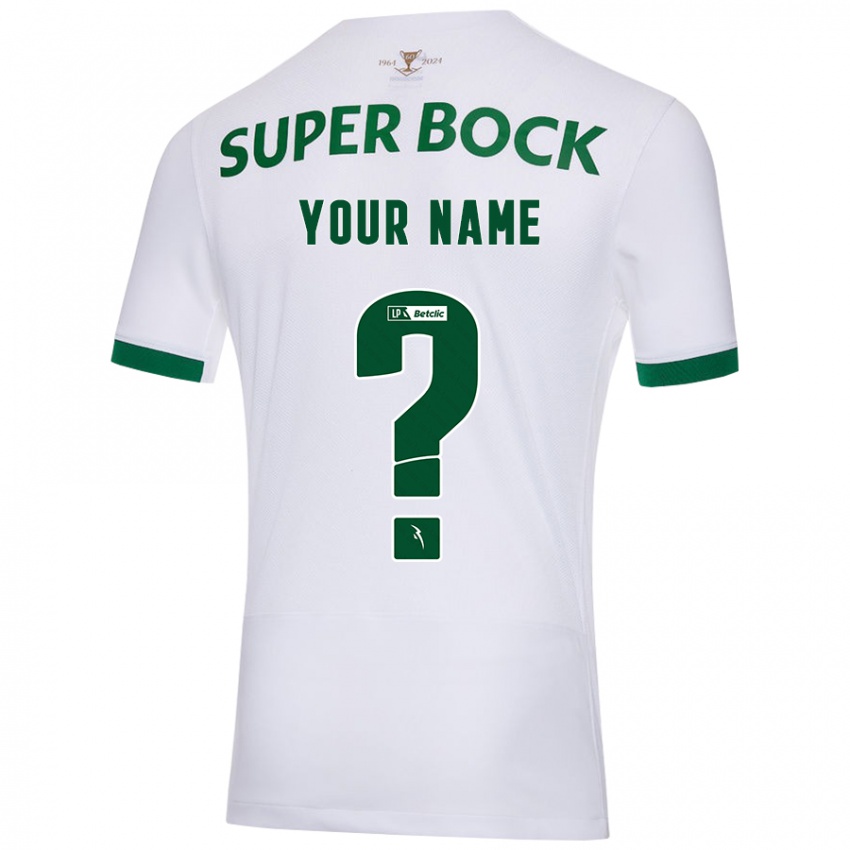 Bambino Maglia Il Tuo Nome #0 Bianco Verde Kit Gara Away 2024/25 Maglietta