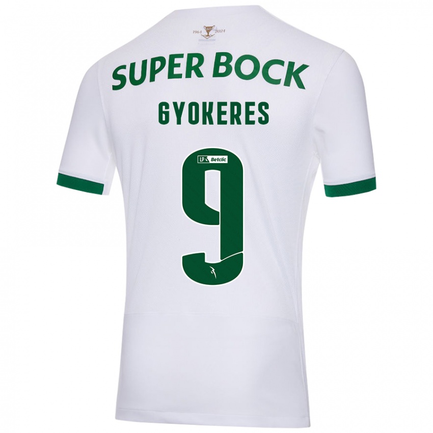 Bambino Maglia Viktor Gyökeres #9 Bianco Verde Kit Gara Away 2024/25 Maglietta