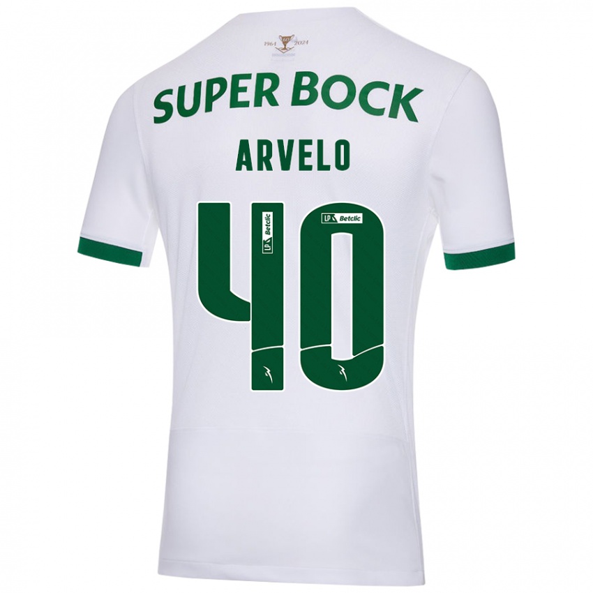 Bambino Maglia Adam Arvelo #40 Bianco Verde Kit Gara Away 2024/25 Maglietta