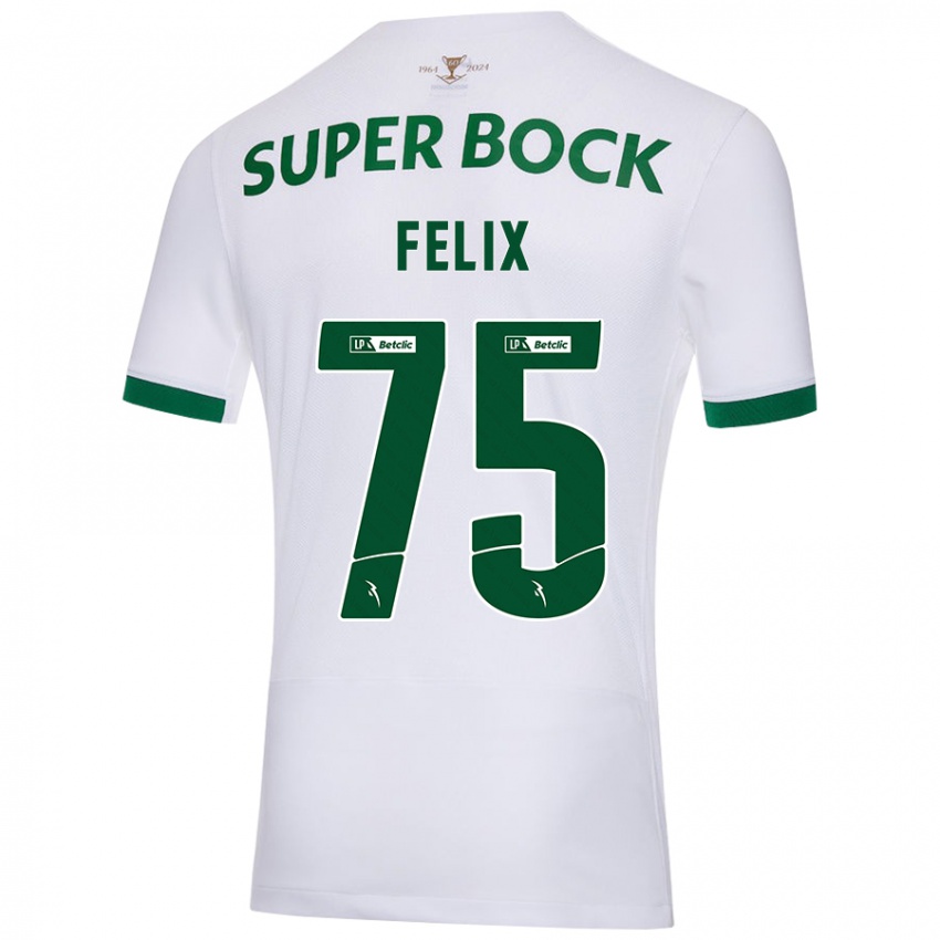 Bambino Maglia Vando Félix #75 Bianco Verde Kit Gara Away 2024/25 Maglietta