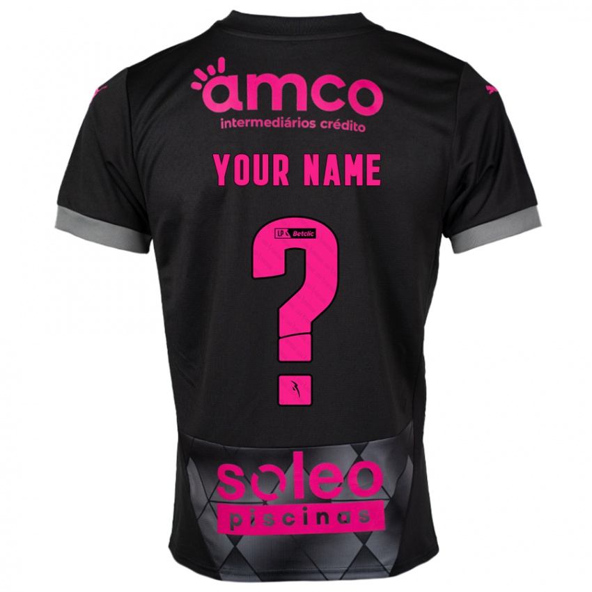 Bambino Maglia Il Tuo Nome #0 Nero Rosa Kit Gara Away 2024/25 Maglietta