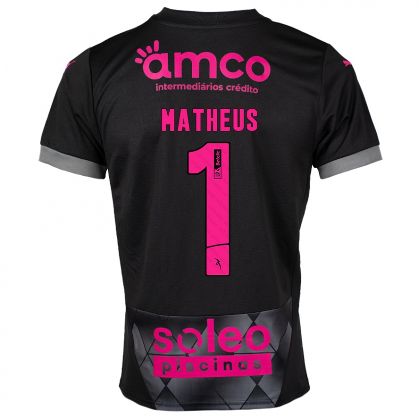 Bambino Maglia Matheus #1 Nero Rosa Kit Gara Away 2024/25 Maglietta