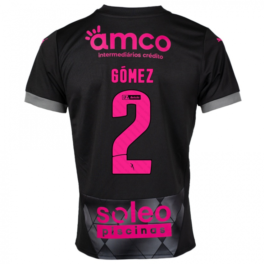 Bambino Maglia Víctor Gómez #2 Nero Rosa Kit Gara Away 2024/25 Maglietta