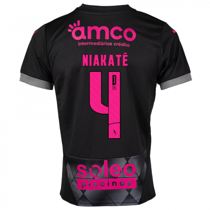 Bambino Maglia Sikou Niakaté #4 Nero Rosa Kit Gara Away 2024/25 Maglietta