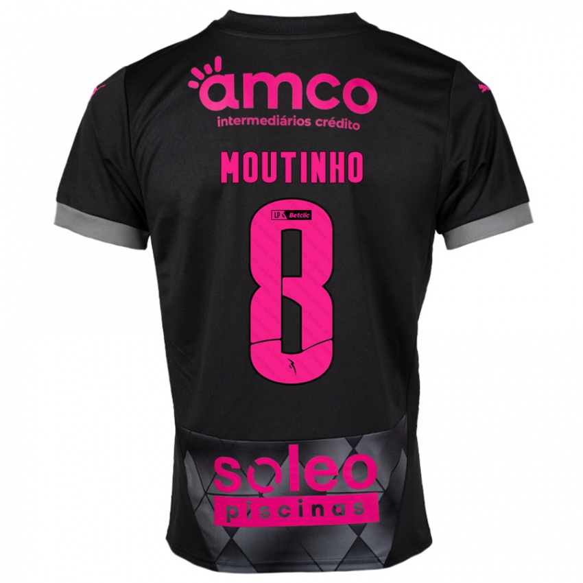 Bambino Maglia João Moutinho #8 Nero Rosa Kit Gara Away 2024/25 Maglietta