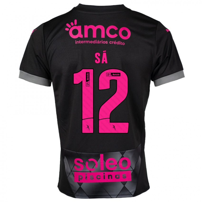 Bambino Maglia Tiago Sá #12 Nero Rosa Kit Gara Away 2024/25 Maglietta