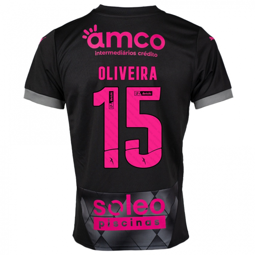 Bambino Maglia Paulo Oliveira #15 Nero Rosa Kit Gara Away 2024/25 Maglietta