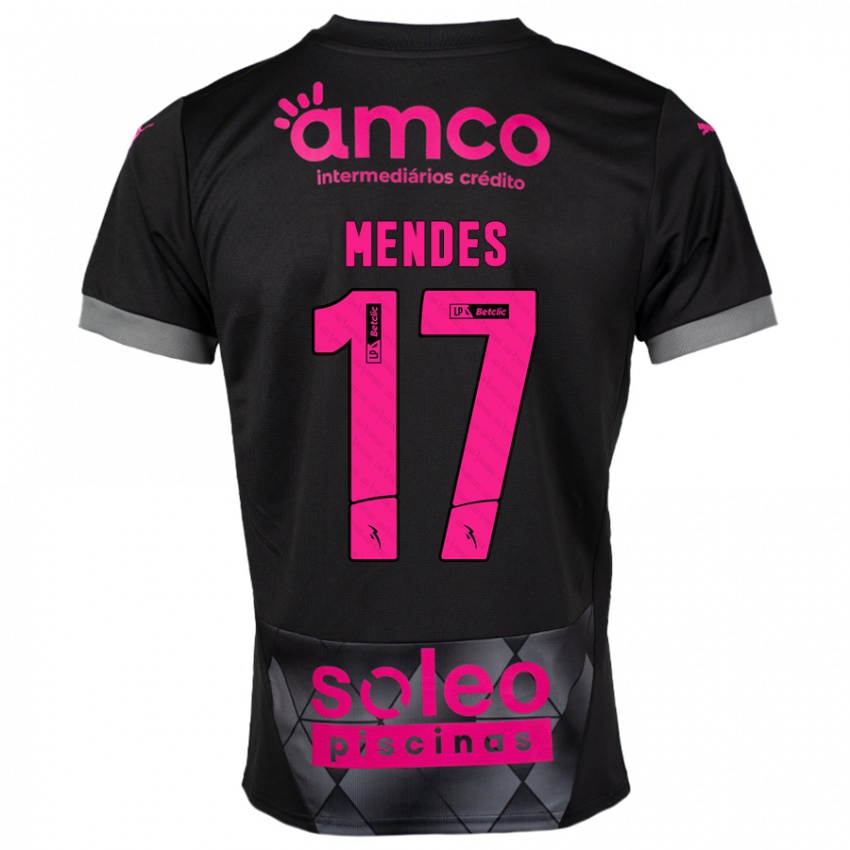 Bambino Maglia Joe Mendes #17 Nero Rosa Kit Gara Away 2024/25 Maglietta