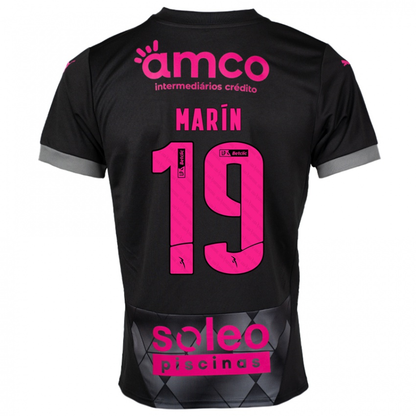 Bambino Maglia Adrián Marín #19 Nero Rosa Kit Gara Away 2024/25 Maglietta