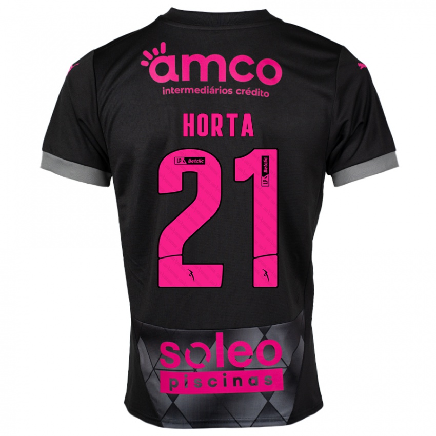 Bambino Maglia Ricardo Horta #21 Nero Rosa Kit Gara Away 2024/25 Maglietta