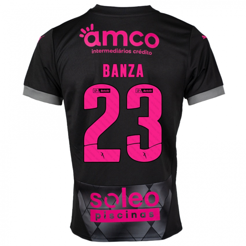 Bambino Maglia Simon Banza #23 Nero Rosa Kit Gara Away 2024/25 Maglietta