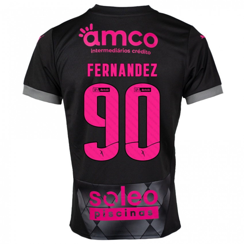 Bambino Maglia Roberto Fernández #90 Nero Rosa Kit Gara Away 2024/25 Maglietta