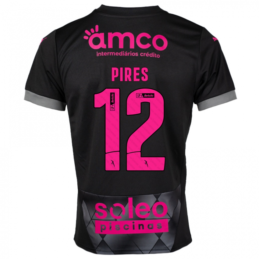 Bambino Maglia Hugo Pires #12 Nero Rosa Kit Gara Away 2024/25 Maglietta