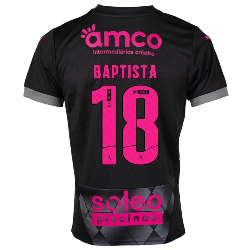 Bambino Maglia Tiago Baptista #18 Nero Rosa Kit Gara Away 2024/25 Maglietta