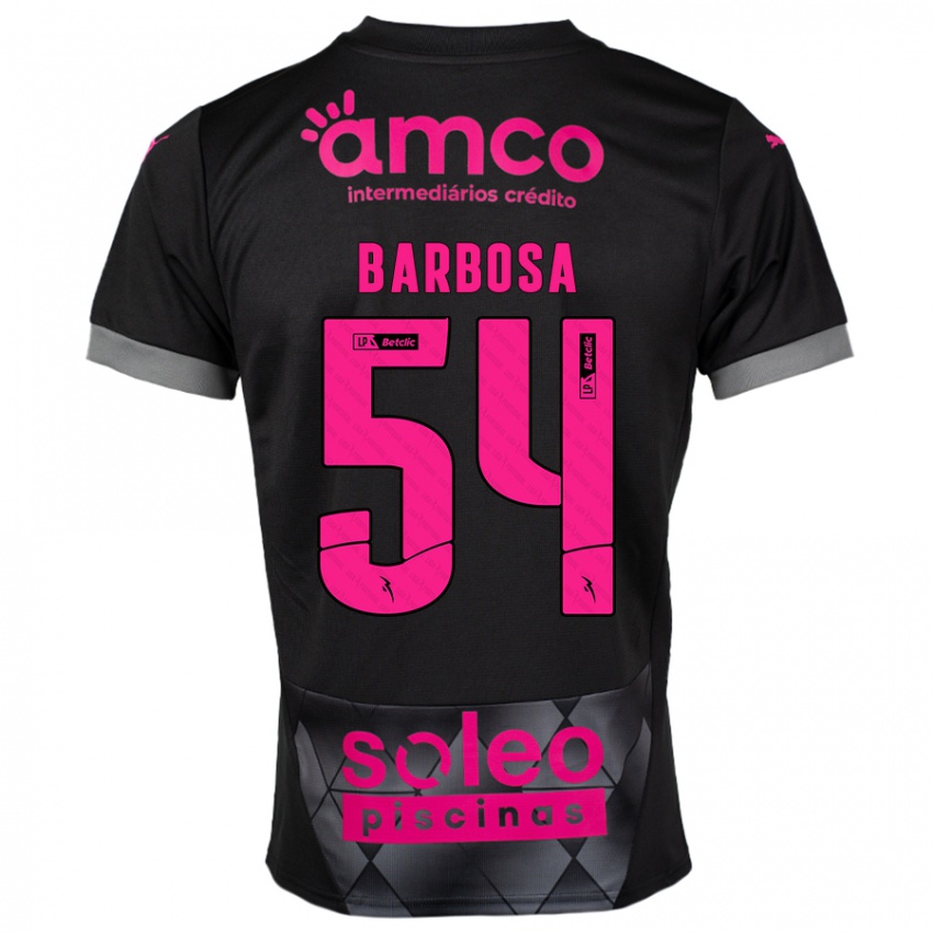 Bambino Maglia Guilherme Barbosa #54 Nero Rosa Kit Gara Away 2024/25 Maglietta