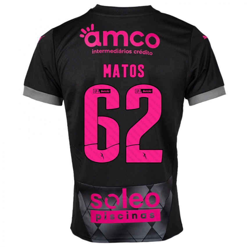 Bambino Maglia Nuno Matos #62 Nero Rosa Kit Gara Away 2024/25 Maglietta