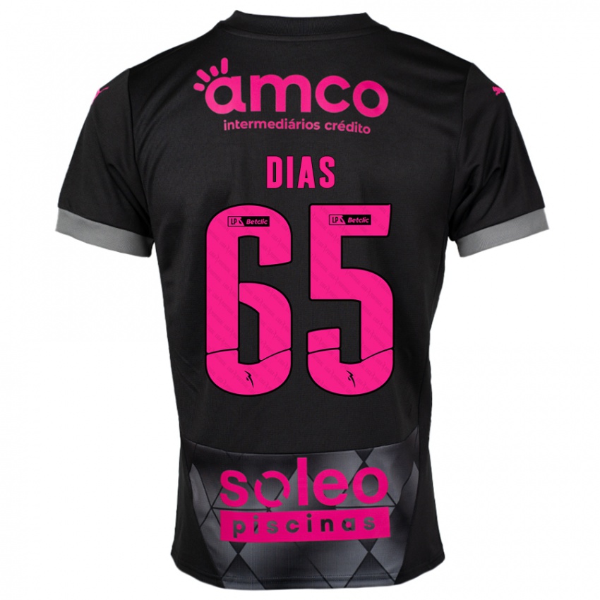 Bambino Maglia Leandro Dias #65 Nero Rosa Kit Gara Away 2024/25 Maglietta