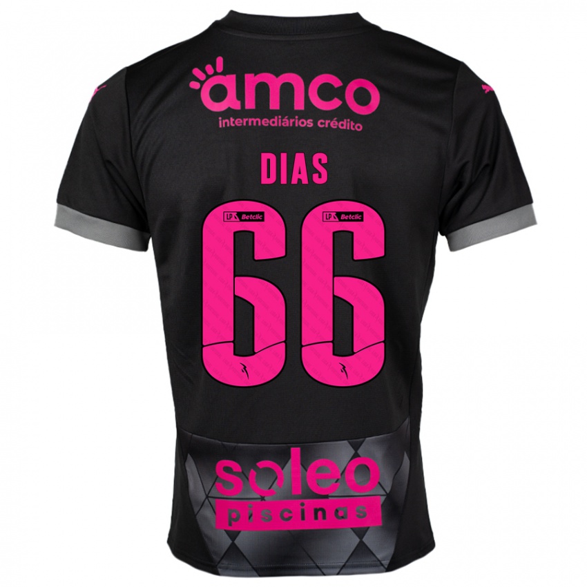 Bambino Maglia Gonçalo Dias #66 Nero Rosa Kit Gara Away 2024/25 Maglietta