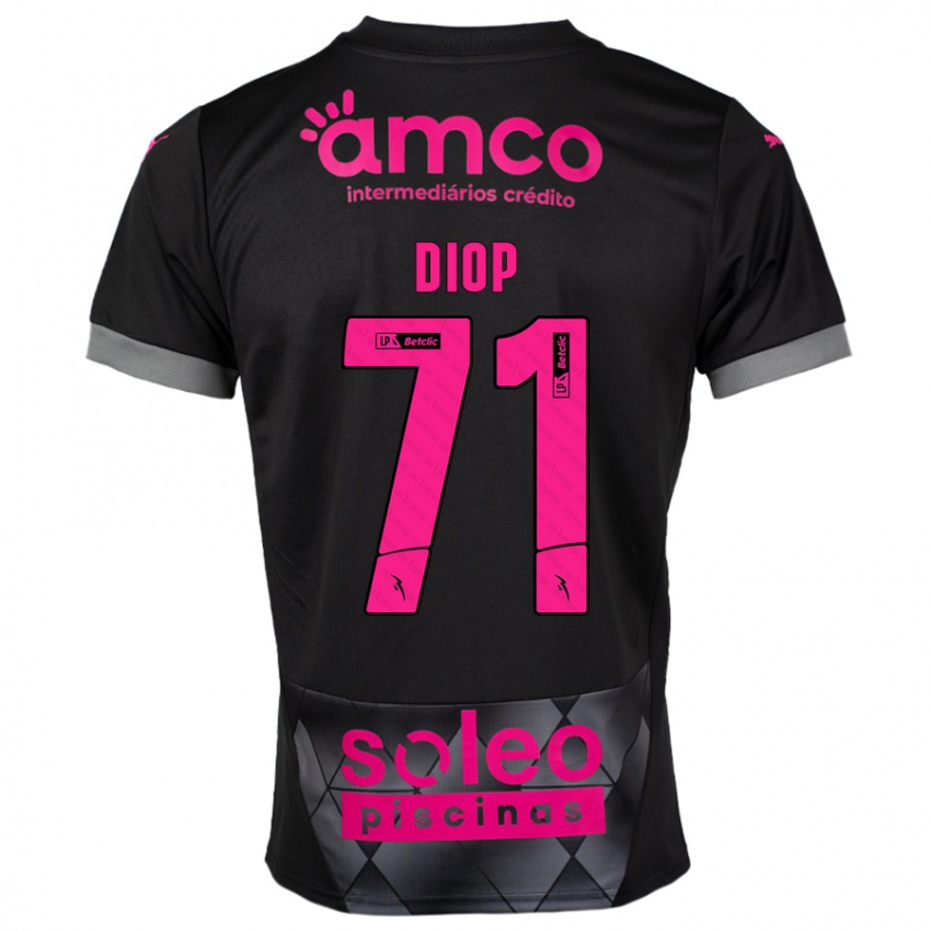 Bambino Maglia Mamadou Diop #71 Nero Rosa Kit Gara Away 2024/25 Maglietta