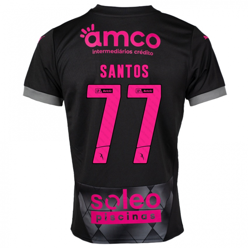 Bambino Maglia Edu Santos #77 Nero Rosa Kit Gara Away 2024/25 Maglietta