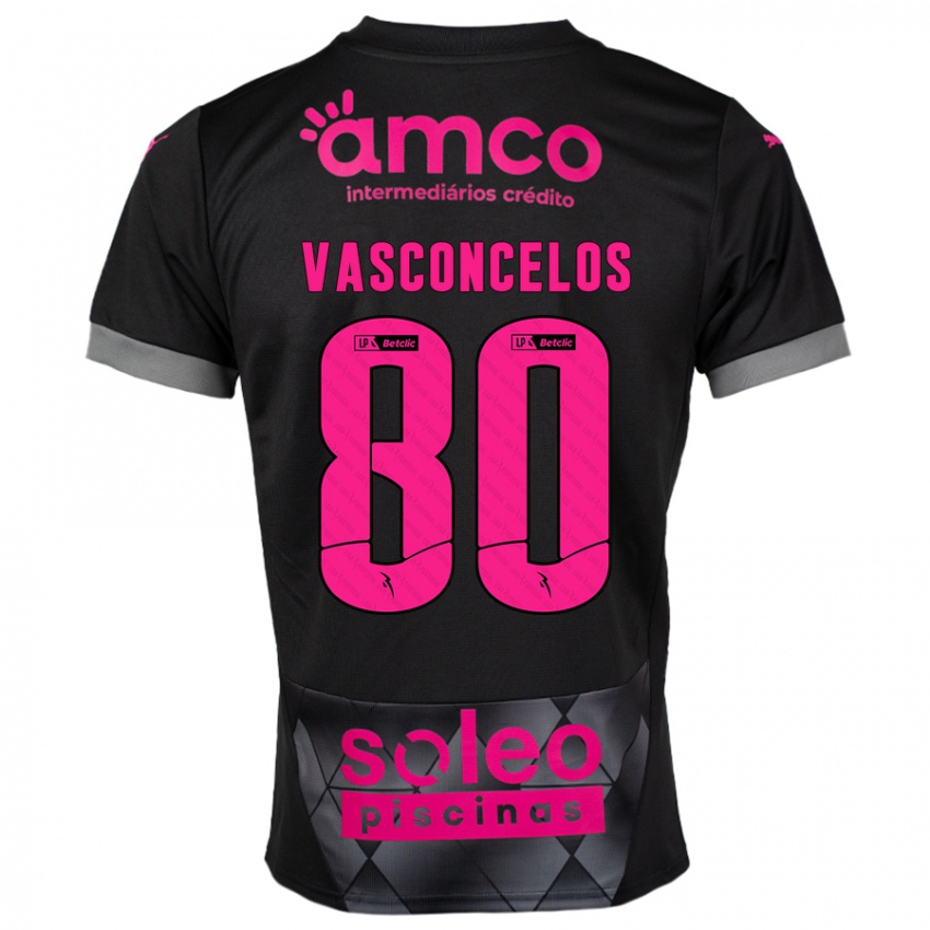 Bambino Maglia Vasconcelos #80 Nero Rosa Kit Gara Away 2024/25 Maglietta