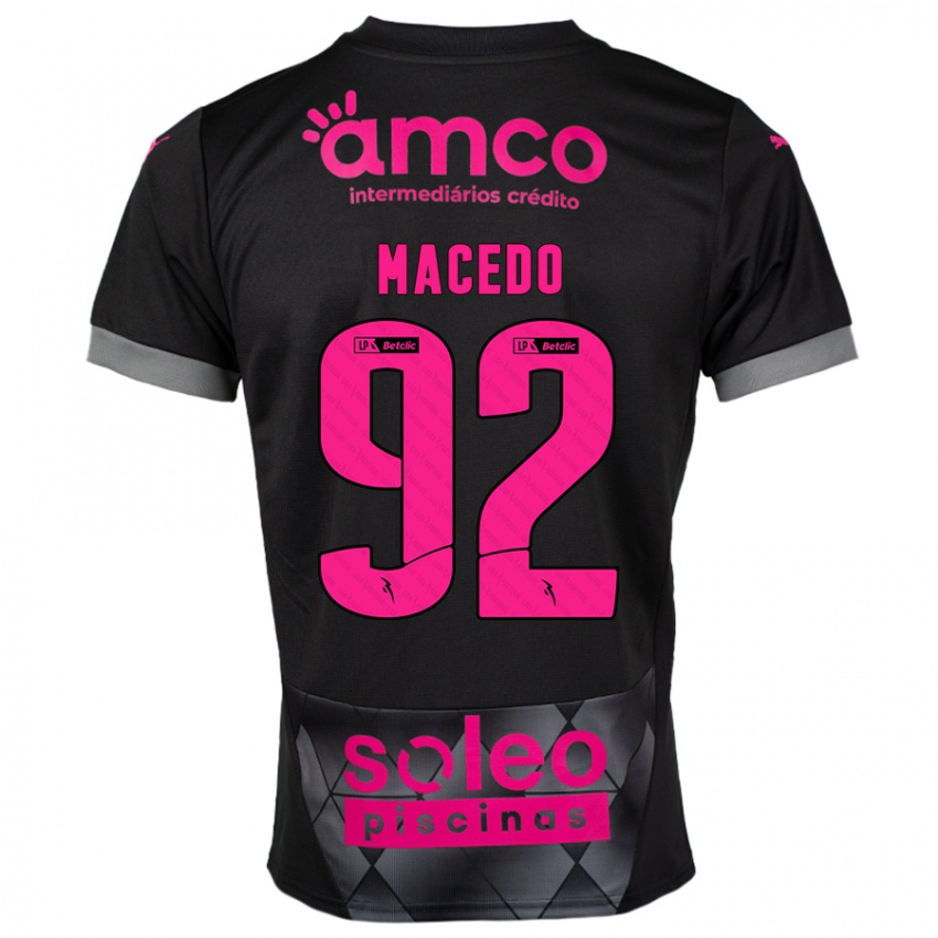 Bambino Maglia Rodrigo Macedo #92 Nero Rosa Kit Gara Away 2024/25 Maglietta