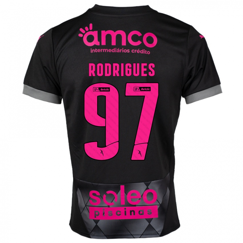 Bambino Maglia Dinis Rodrigues #97 Nero Rosa Kit Gara Away 2024/25 Maglietta