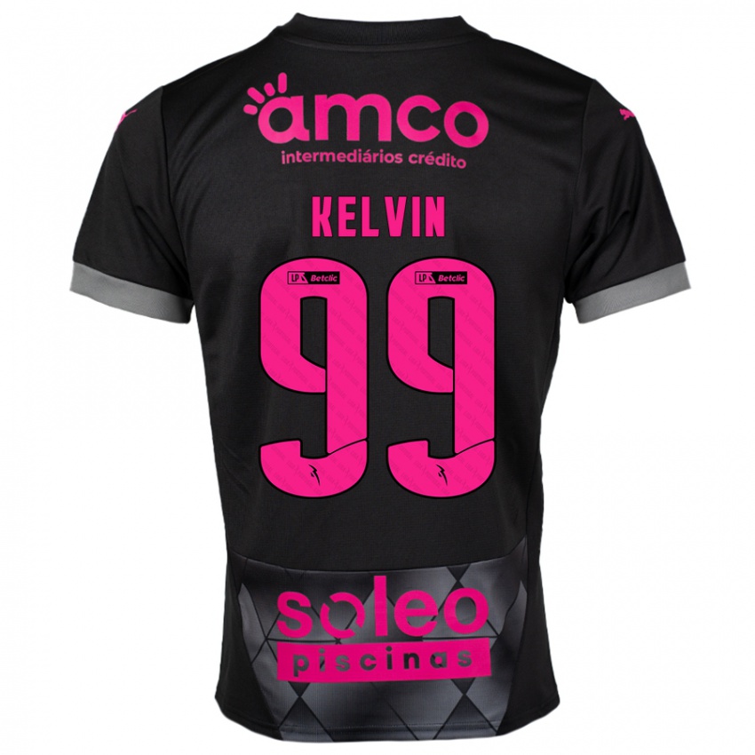 Bambino Maglia Kauan Kelvin #99 Nero Rosa Kit Gara Away 2024/25 Maglietta