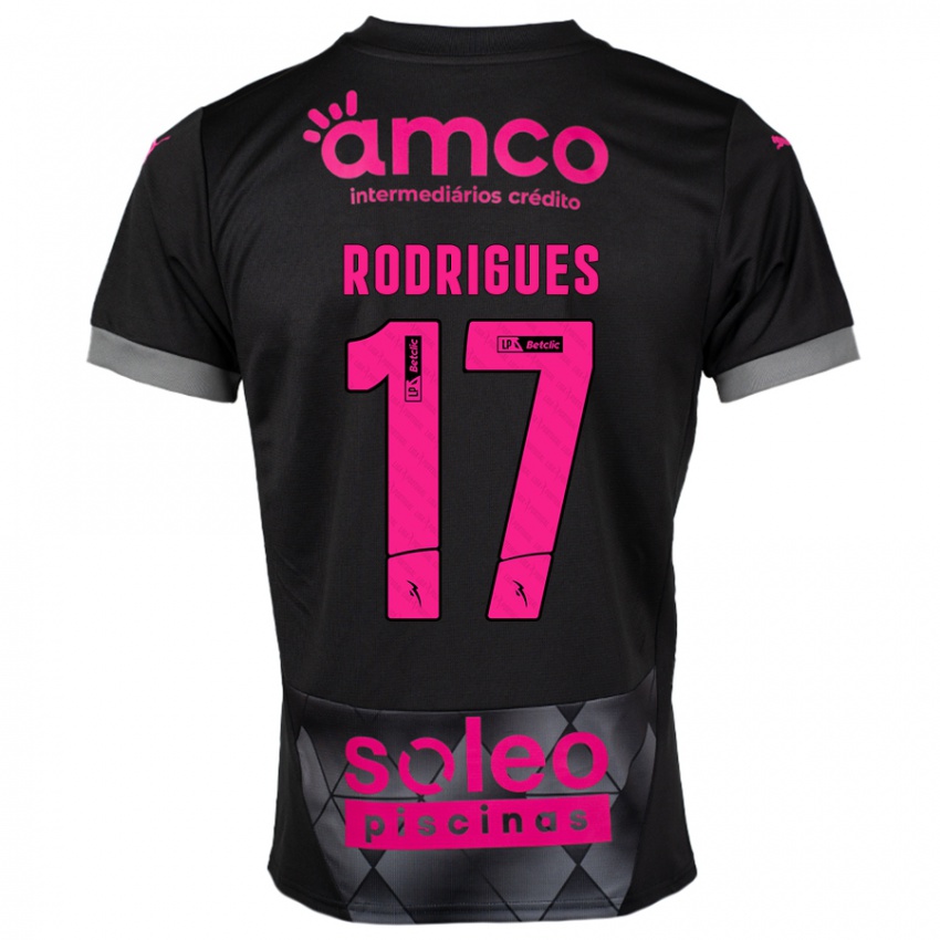 Bambino Maglia Tânia Rodrigues #17 Nero Rosa Kit Gara Away 2024/25 Maglietta