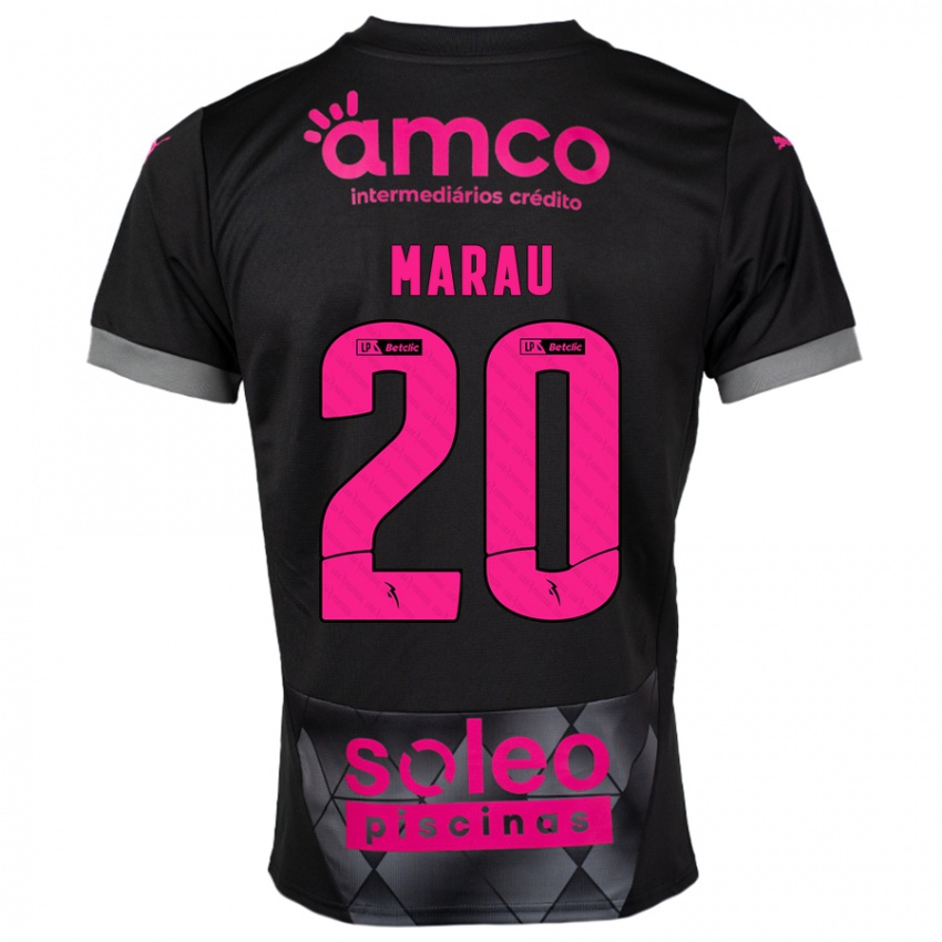 Bambino Maglia Madalena Marau #20 Nero Rosa Kit Gara Away 2024/25 Maglietta