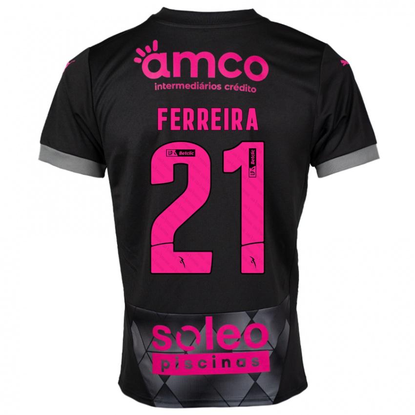 Bambino Maglia Ana Carolina Ferreira #21 Nero Rosa Kit Gara Away 2024/25 Maglietta