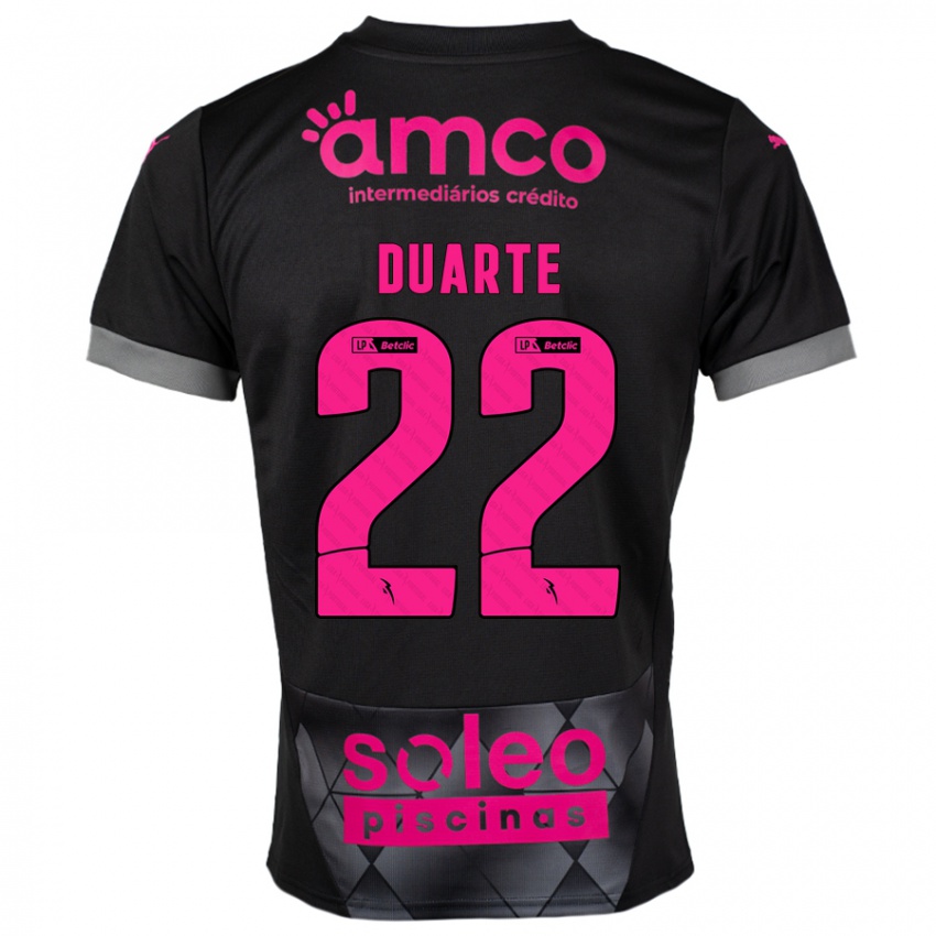 Bambino Maglia Vânia Duarte #22 Nero Rosa Kit Gara Away 2024/25 Maglietta