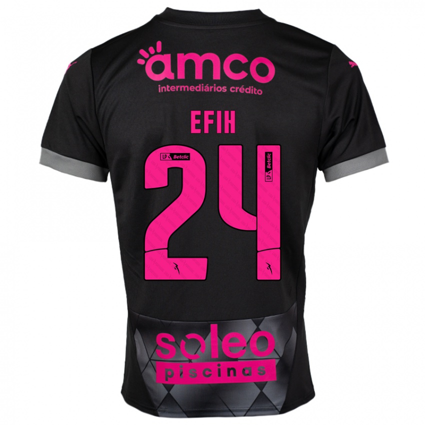 Bambino Maglia Peace Efih #24 Nero Rosa Kit Gara Away 2024/25 Maglietta