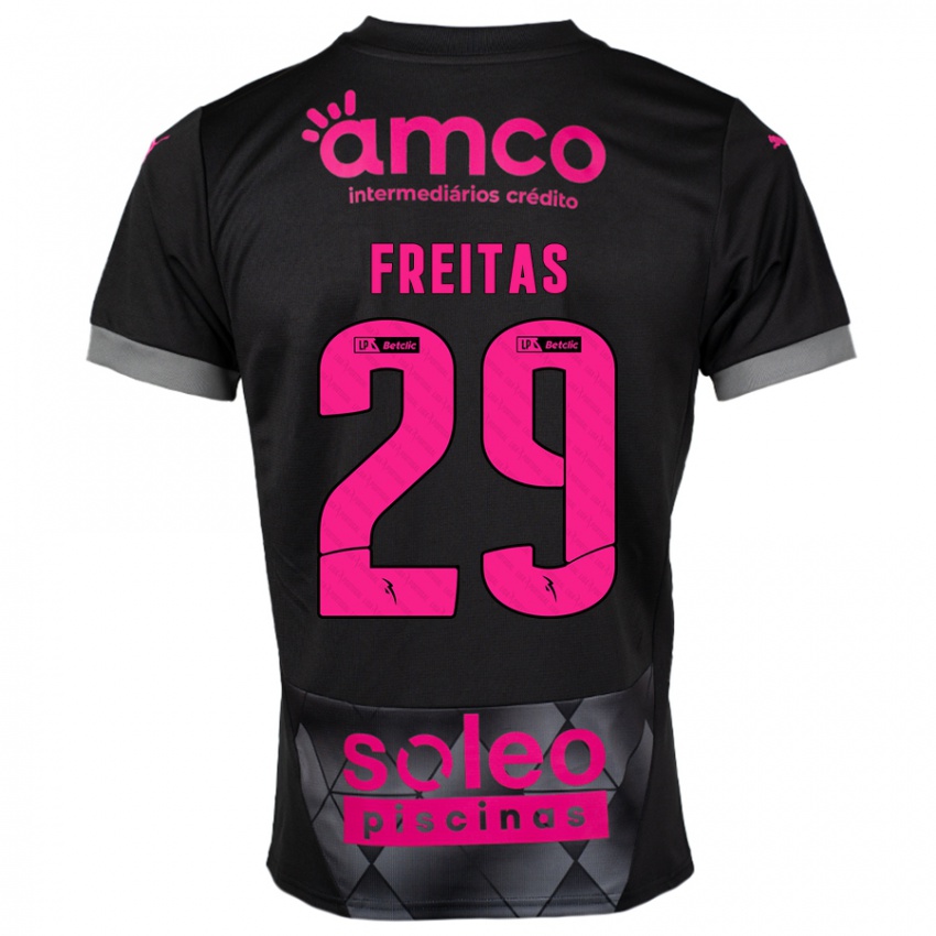 Bambino Maglia Mylena Freitas #29 Nero Rosa Kit Gara Away 2024/25 Maglietta