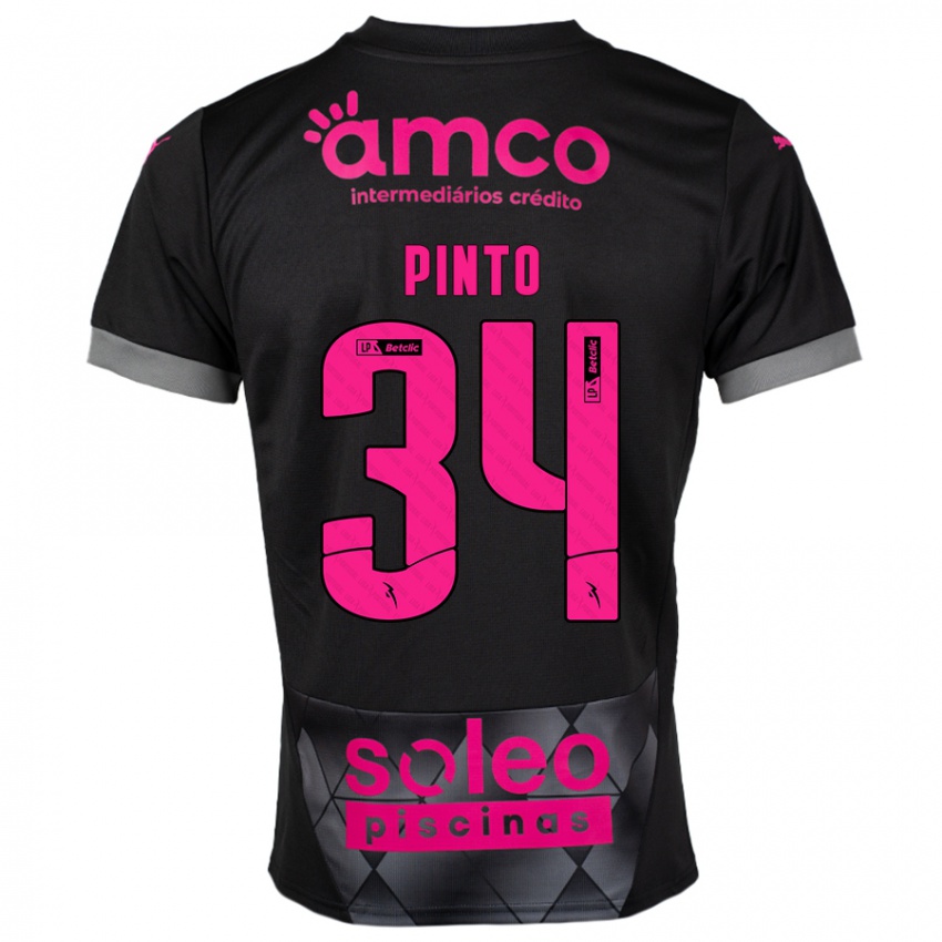 Bambino Maglia Ana Pinto #34 Nero Rosa Kit Gara Away 2024/25 Maglietta