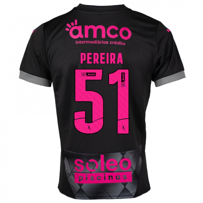 Bambino Maglia Evy Pereira #51 Nero Rosa Kit Gara Away 2024/25 Maglietta