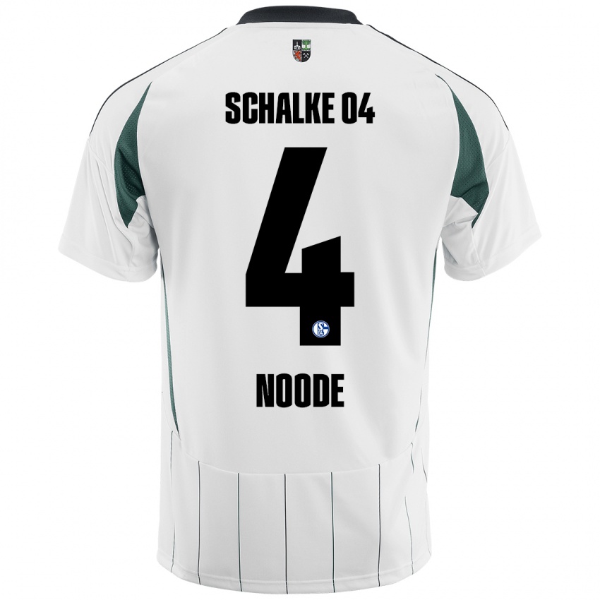 Bambino Maglia Steve Noode #4 Bianco Verde Kit Gara Away 2024/25 Maglietta