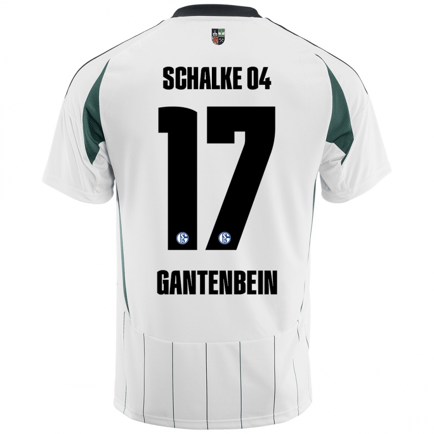 Bambino Maglia Adrian Gantenbein #17 Bianco Verde Kit Gara Away 2024/25 Maglietta